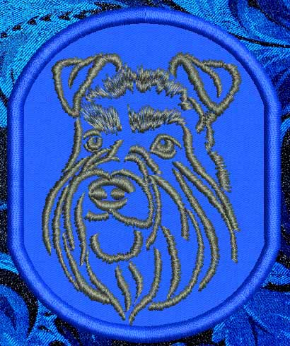 Schnauzer Portrait #1 - 3" Small Embroidery Patch - Click Image to Close