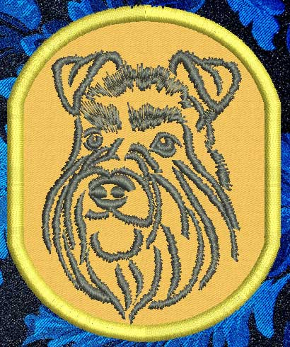 Schnauzer Portrait #1 - 3" Small Embroidery Patch - Click Image to Close