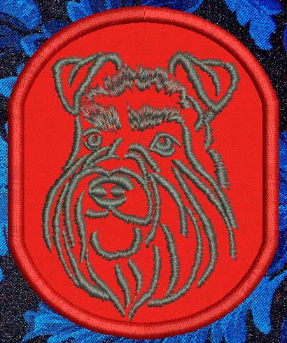 Schnauzer Portrait #1 - 3" Small Embroidery Patch - Click Image to Close