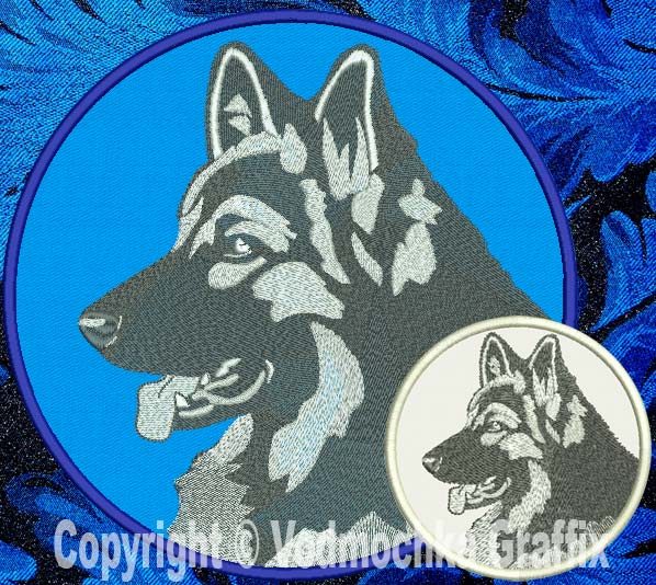 Shiloh Shepherd HD Profile #1 - 8" Extra Large Embroidery Patch - Click Image to Close