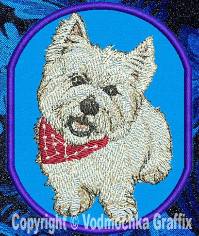 West Highland White Terrier BT1587 - 8" Extra L Embroidery Patch - Click Image to Close