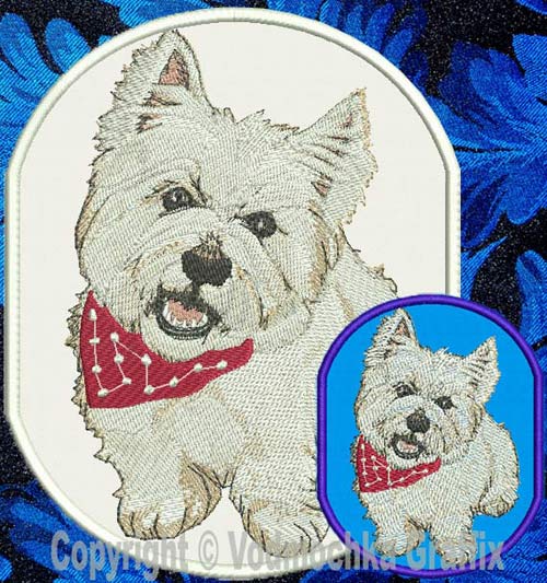 West Highland White Terrier BT1587 - 4" Medium Embroidery Patch - Click Image to Close
