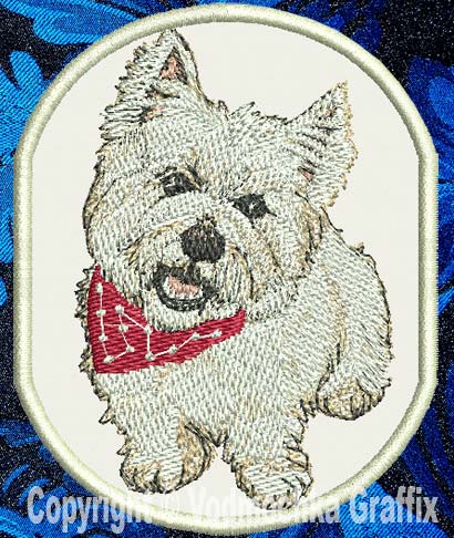 West Highland White Terrier BT1587 - 8" Extra L Embroidery Patch - Click Image to Close