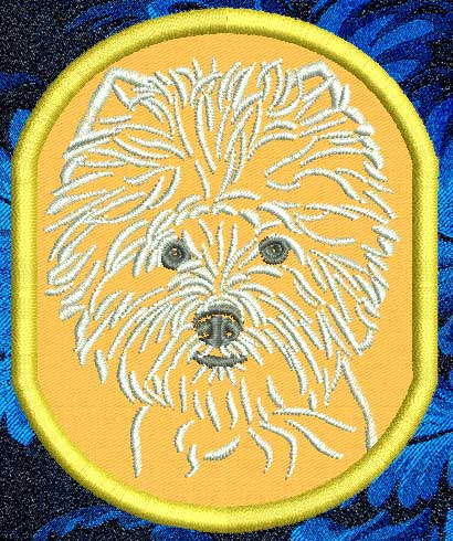 West Highland White Terrier Portrait #1 - 4" Medium Emb. Patch - Click Image to Close