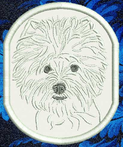 West Highland White Terrier Portrait #1 - 4" Medium Emb. Patch - Click Image to Close