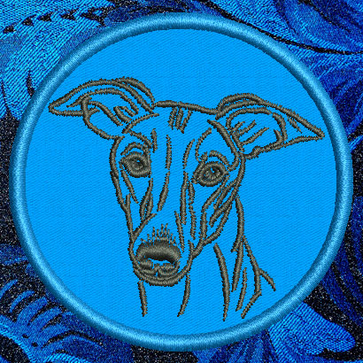 Whippet Portrait #1 - 4" Medium Embroidery Patch - Click Image to Close