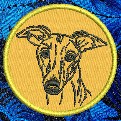 Whippet Portrait #1 - 3" Small Embroidery Patch - Click Image to Close