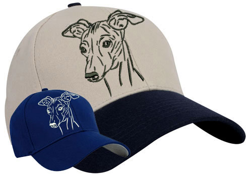Whippet Portrait #2 Embroidered Hat #1 - Click Image to Close