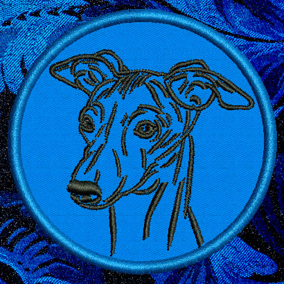 Whippet Portrait #2 - 3" Small Embroidery Patch - Click Image to Close