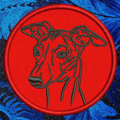 Whippet Portrait #2 - 4" Medium Embroidery Patch - Click Image to Close