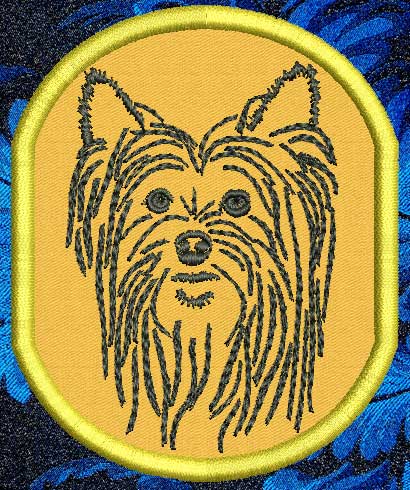 Yorkshire Terrier Portrait #1 - 4" Medium Embroidery Patch - Click Image to Close