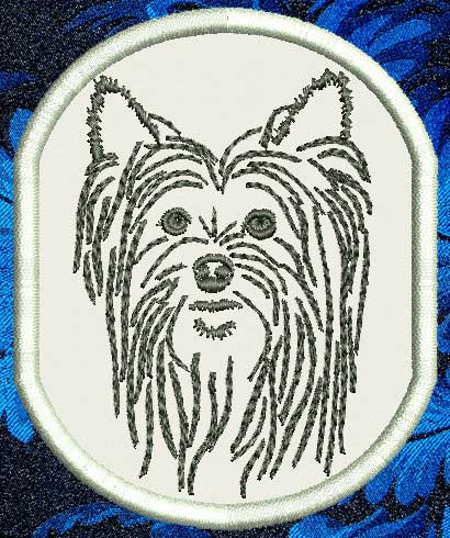 Yorkshire Terrier Portrait #1 - 4" Medium Embroidery Patch - Click Image to Close