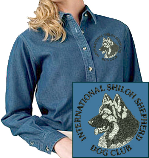 ISSDC Logo #1 - Embroidered Women's Denim Shirt - Click Image to Close