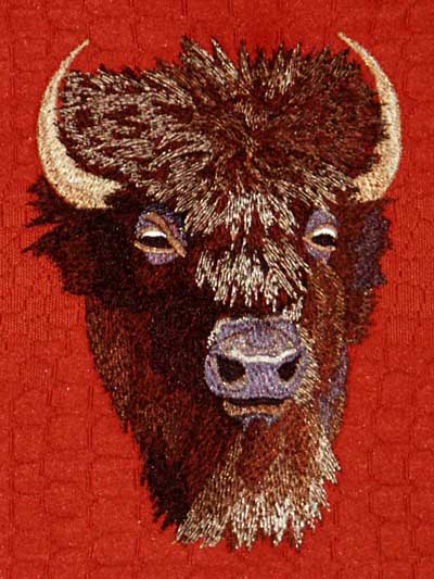 Bison High Definition Embroidery Portrait #1 on Canvas 9X12 - Click Image to Close