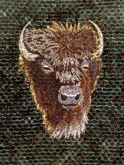 Bison High Definition Embroidery Portrait #1 on Canvas 9X12 - Click Image to Close