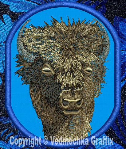 Bison HD Portrait #1 - 6" Large Embroidery Patch - Click Image to Close