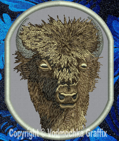 Bison HD Portrait #1 - 4" Medium Size Embroidery Patch - Click Image to Close