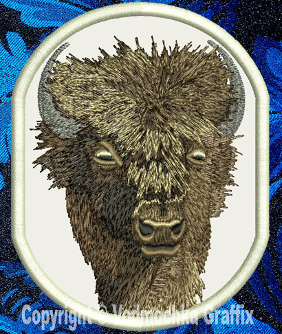 Bison HD Portrait #1 10" Double Extra Large Embroidery Patch - Click Image to Close
