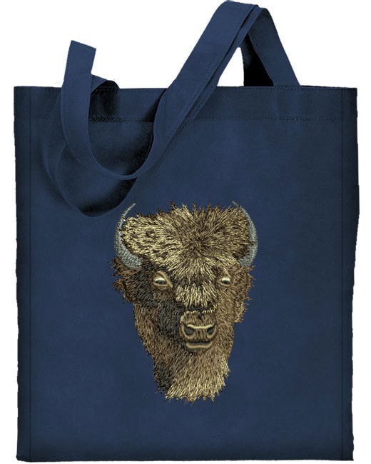 Bison HD Portrait #1 Embroidered Tote Bag#1 - Click Image to Close