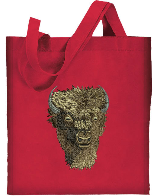 Bison HD Portrait #1 Embroidered Tote Bag#1 - Click Image to Close