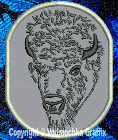 Bison Portrait #1 - 4" Medium Size Embroidery Patch - Click Image to Close