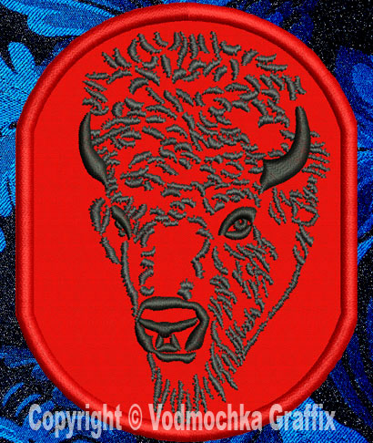 Bison Portrait #1 - 3" Small Embroidery Patch - Click Image to Close
