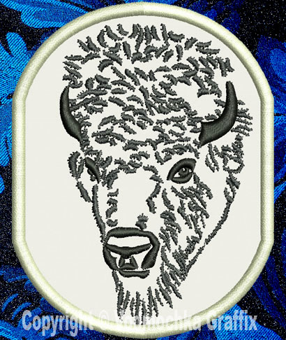 Bison Portrait #1 - 4" Medium Size Embroidery Patch - Click Image to Close