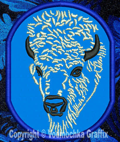 Bison Portrait #2 - 4" Medium Size Embroidery Patch - Click Image to Close
