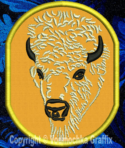 Bison Portrait #2 - 3" Small Embroidery Patch - Click Image to Close