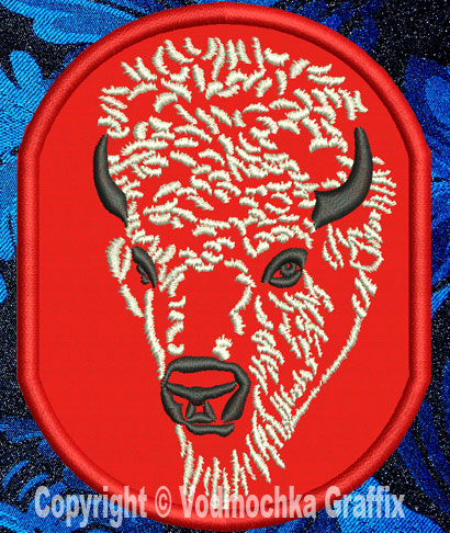 Bison Portrait #2 - 3" Small Embroidery Patch - Click Image to Close