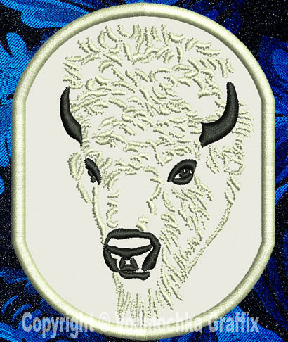 Bison Portrait #2 - 3" Small Embroidery Patch - Click Image to Close