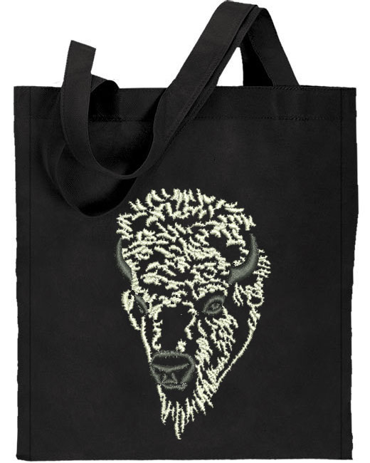 Bison Portrait #2 - White Buffalo - Embroidered Tote Bag #1 - Click Image to Close