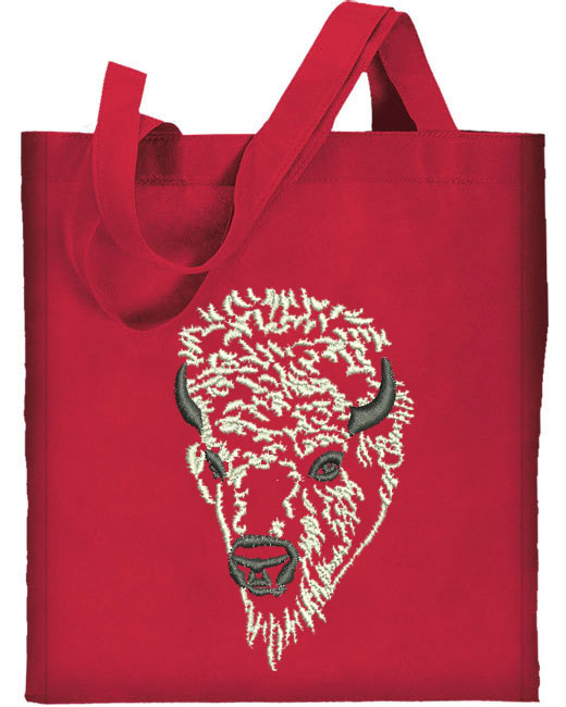 Bison Portrait #2 - White Buffalo - Embroidered Tote Bag #1 - Click Image to Close