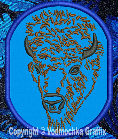 Bison Portrait #3 - 4" Medium Size Embroidery Patch - Click Image to Close
