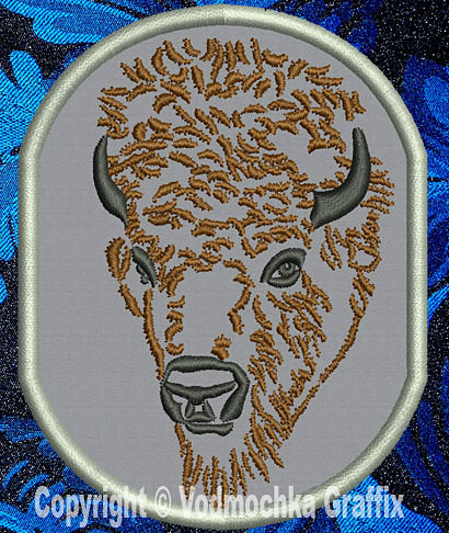 Bison Portrait #3 - 4" Medium Size Embroidery Patch - Click Image to Close