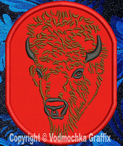 Bison Portrait #3 - 4" Medium Size Embroidery Patch - Click Image to Close