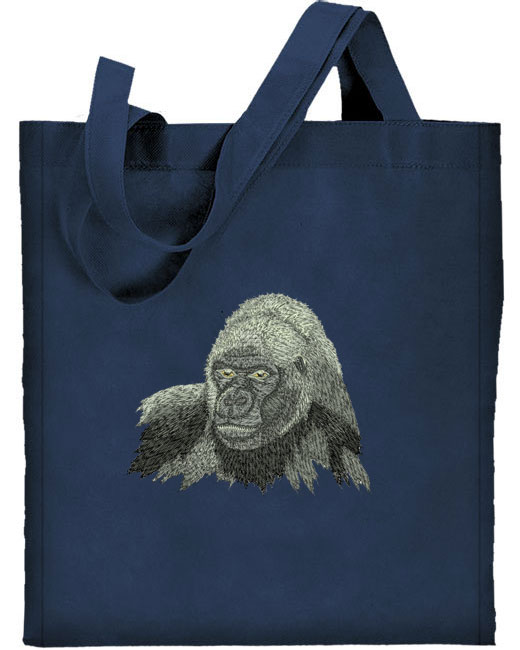 Gorilla HD Portrait #1 Embroidered Tote Bag#1 - Click Image to Close