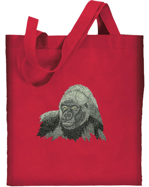 Gorilla HD Portrait #1 Embroidered Tote Bag#1 - Click Image to Close