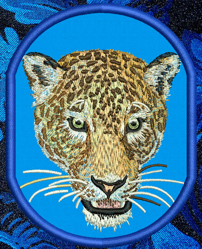 Jaguar HD Portrait #1 10" Double Extra Large Embroidery Patch - Click Image to Close