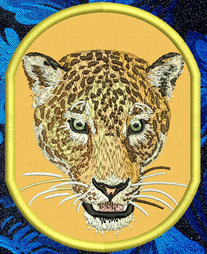 Jaguar HD Portrait #1 10" Double Extra Large Embroidery Patch - Click Image to Close