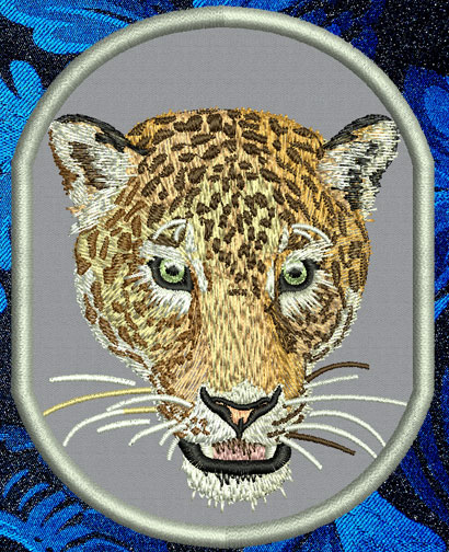 Jaguar HD Portrait #1 - 8" Extra Large Embroidery Patch - Click Image to Close