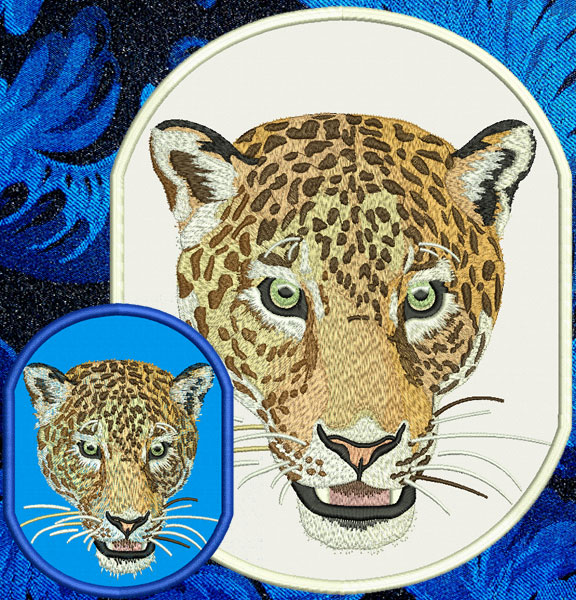Jaguar HD Portrait #1 - 8" Extra Large Embroidery Patch - Click Image to Close