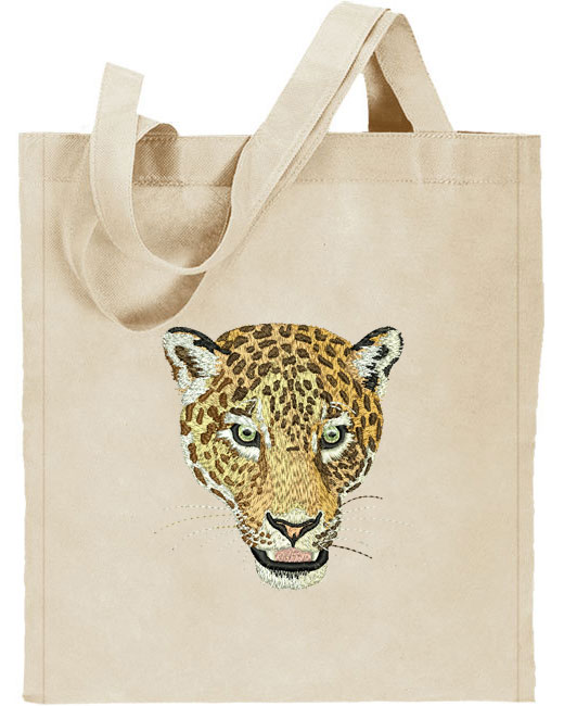 Jaguar HD Portrait #1 Embroidered Tote Bag#1 - Click Image to Close