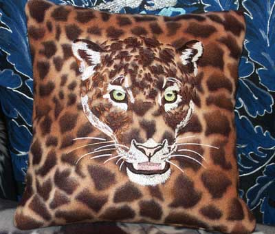 Jaguar Portrait #1 Embroidered Pillow - Click Image to Close