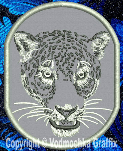 Jaguar Portrait #1 - 4" Medium Size Embroidery Patch - Click Image to Close