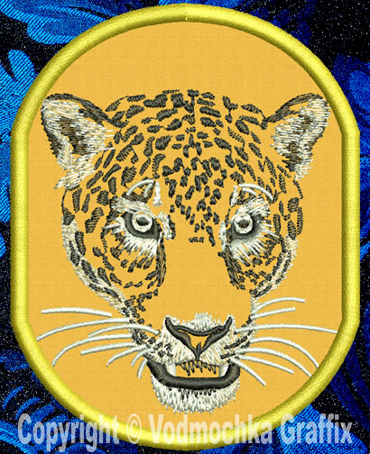 Jaguar Portrait #1 - 4" Medium Size Embroidery Patch - Click Image to Close