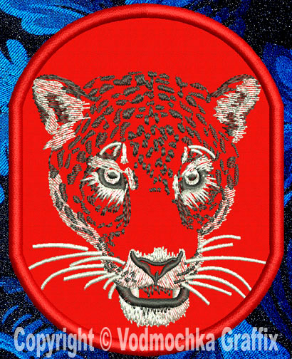 Jaguar Portrait #1 - 4" Medium Size Embroidery Patch - Click Image to Close