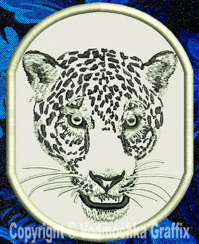 Jaguar Portrait #1 - 3" Small Embroidery Patch - Click Image to Close