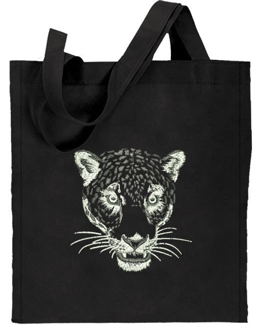 Jaguar Portrait #1 Embroidered Tote Bag #1 - Click Image to Close