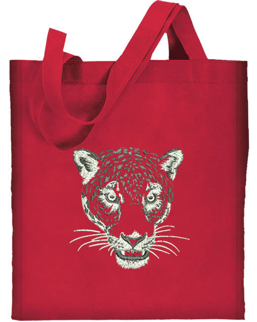 Jaguar Portrait #1 Embroidered Tote Bag #1 - Click Image to Close